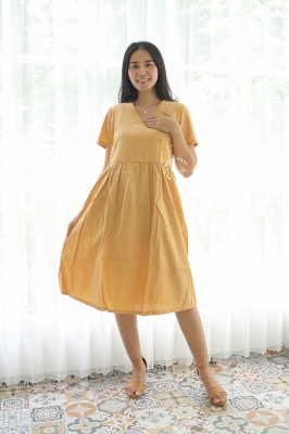 Beatrix Kimono Dress Kerah V - NADR 01 Kuning